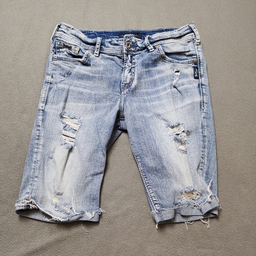 Silver Suki Bermuda Jeans Shorts Classic Blue Jean Shorts Size 30